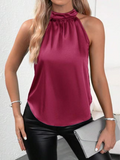 Satin Vest Women's Solid Color Off-shoulder Halter Sleeveless Top