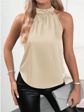 Satin Vest Women's Solid Color Off-shoulder Halter Sleeveless Top