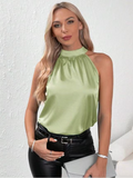 Satin Vest Women's Solid Color Off-shoulder Halter Sleeveless Top