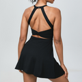 New Nude Feel Halter Beauty Back Exercise Dress Fake Two-piece Anti-exposure