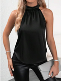 Satin Vest Women's Solid Color Off-shoulder Halter Sleeveless Top