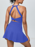 New Nude Feel Halter Beauty Back Exercise Dress Fake Two-piece Anti-exposure