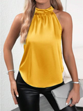 Satin Vest Women's Solid Color Off-shoulder Halter Sleeveless Top